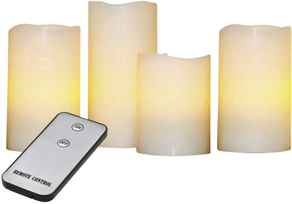 X4-LIFE LED svijeća od pravog voska, 4-dijelni set, jantarne-žute boje (promjer) 7.5 cm slika