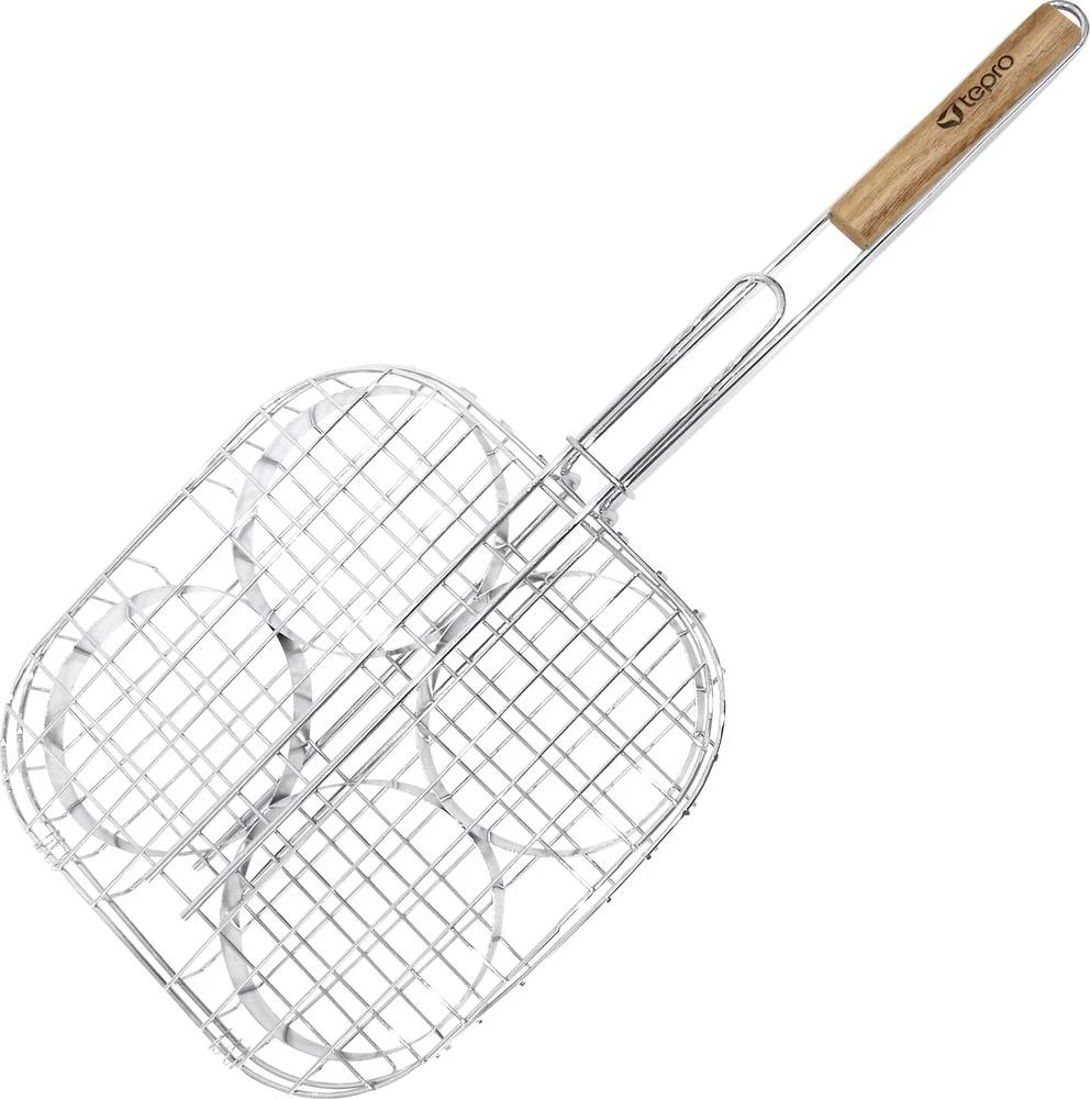 Rešetka za pečenje na roštilju tepro Garten držač za 4 pljeskavice srebrna slika