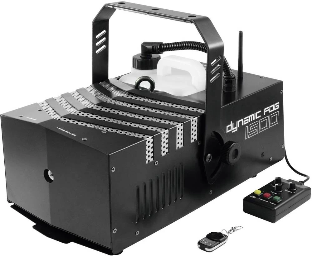 Uređaj za maglu Eurolite DYNAMIC FOG 1500 uklj. nosač, bežični i kabelski daljinski upravljač, sa svjetlosnim efektom slika