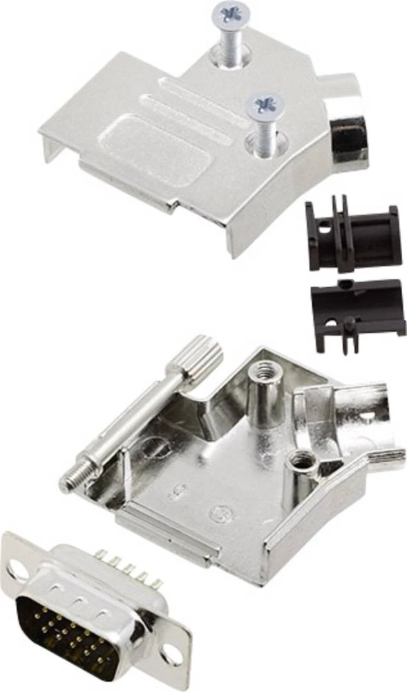 D-SUB letva s muškim kontaktima-set 45 ° broj polova: 15 lemna čaša encitech D45ZK09-HDP15-K 1 set slika