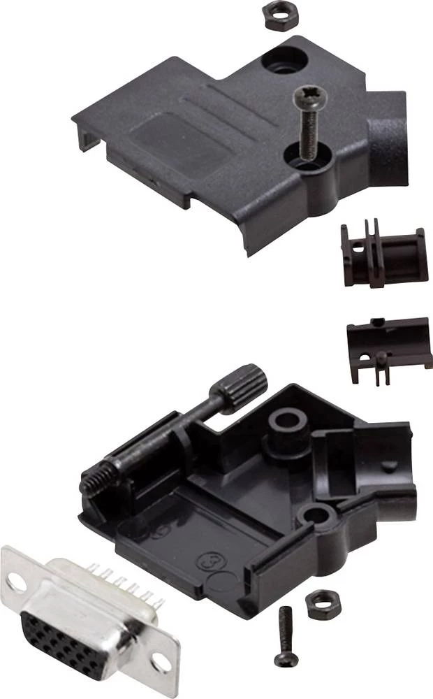 D-SUB letva sa ženskim kontaktima-set 45 ° broj polova: 15 lemna čaša encitech D45PK-P-09-HDS15-K 1 set slika