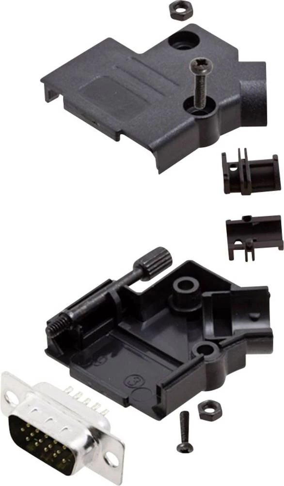 D-SUB letva s muškim kontaktima-set 45 ° broj polova: 15 lemna čaša encitech D45PK-P-09-HDP15-K 1 set slika