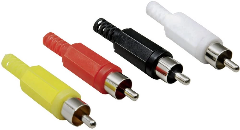 Činč konektor, ravni utikač, broj polova: 2 mono, žute, crvene, crne, bijele boje BKL Electronic 4 kom. slika