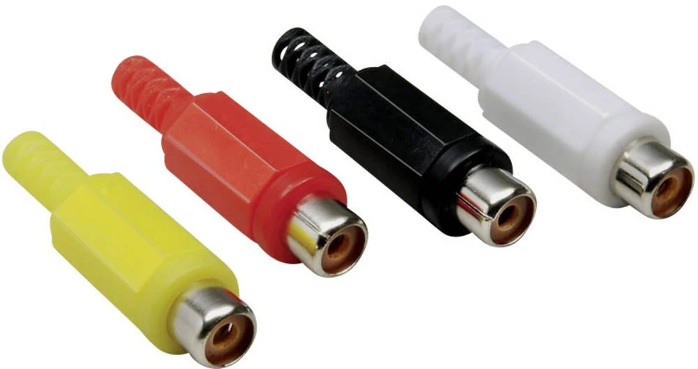 Činč konektor, sklopka, ravna, broj polova: 2 mono, žute, crvene, crne, bijele boje BKL Electronic 4 kom. slika