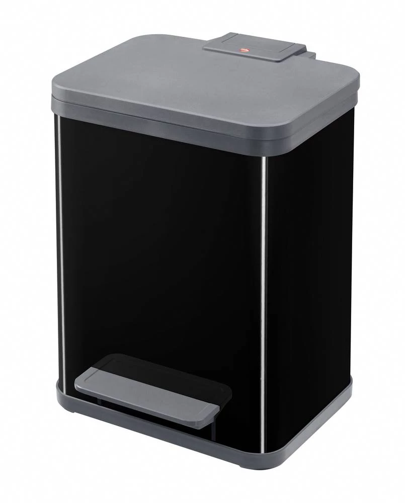 Kanta za smeće 19 l Hailo ProfiLine Solid Öko uno M (Š x V x D) 310 x 440 x 250 mm crne boje, nožna pedala, poklopac s automatsk slika