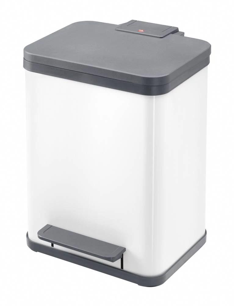 Kanta za smeće 19 l Hailo ProfiLine Solid Öko uno M (Š x V x D) 310 x 440 x 250 mm bijele boje, nožna pedala, poklopac s automat slika