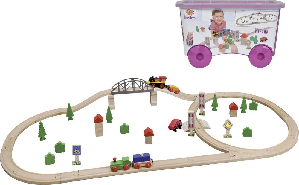 Eichhorn set drvenog željezničkog vlaka s mostom 100001275 slika