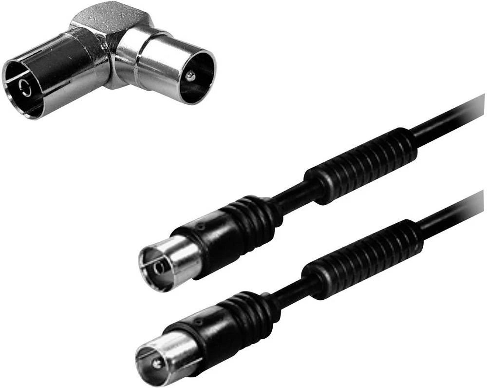 Antenski priključni kabel [1x antenski utikač 75 - 1x antenska utičnica 75 ] 2 m 80 dB dvostruko oklopljen, crne boje BKL Electr slika