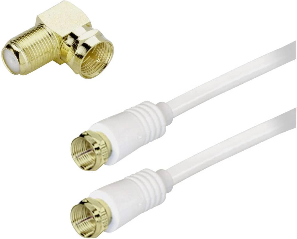 Antenski SAT priključni kabel [1x F-utikač - 1x F-utikač] 2.50 m 85 dB pozlaćeni kontakti, dvostruko oklopljen, bijele boje BKL slika
