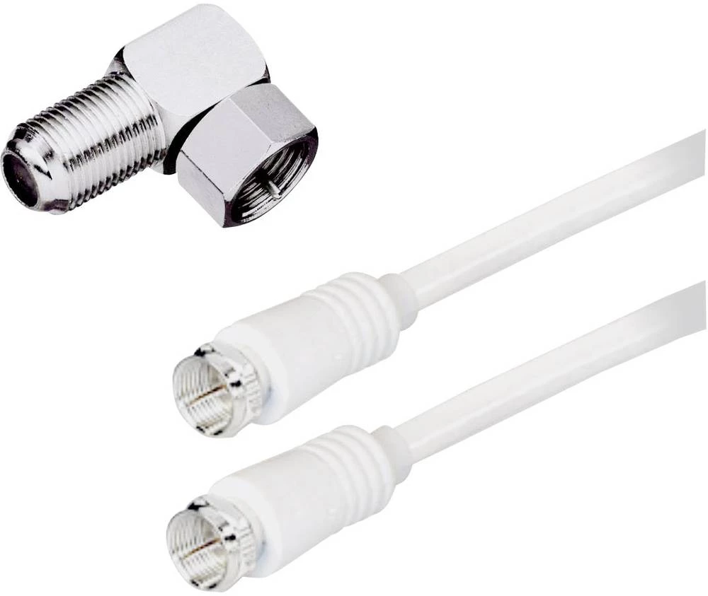 Antenski SAT priključni kabel [1x F-utikač - 1x F-utikač] 2.50 m 85 dB dvostruko oklopljen, bijele boje BKL Electronic slika