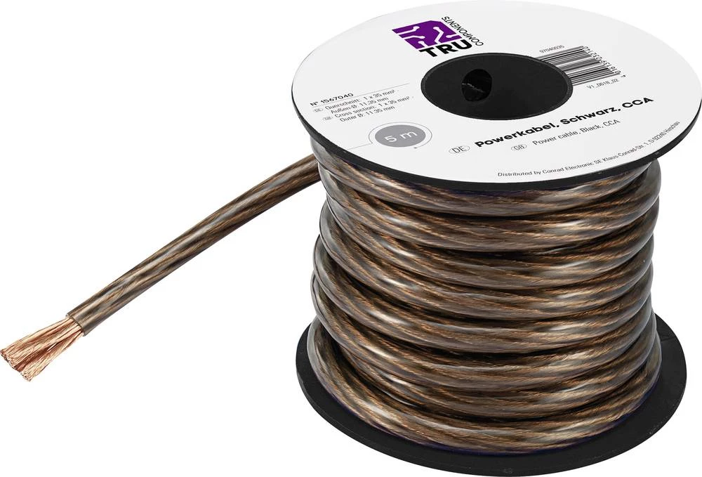 Mjerni kabel 1567040 TRU COMPONENTS 1 x 35 mm, crna, prozirna 5 m slika