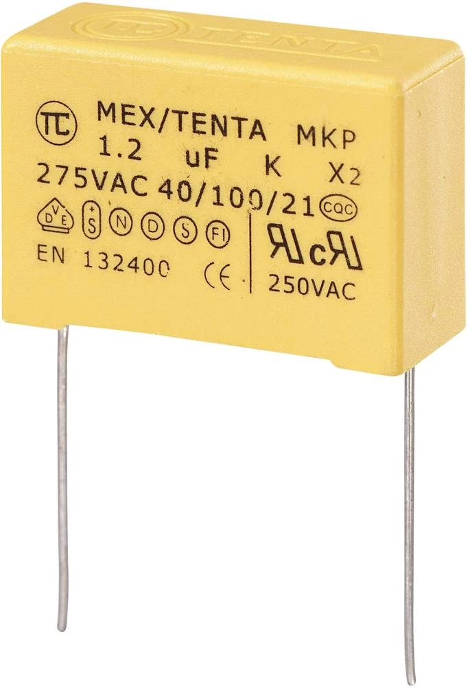 MKP-X2 kondenzator za otklanjanje radiosmetnji TRU COMPONENTS radijalno ožičen 1.2 &micro;F 275 V/AC 10 % 27.5 mm (D x Š x V) 32 slika