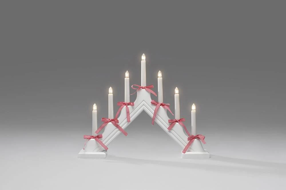 Drveni svijećnjak, žarulja, čista Konstsmide 2227-255 bijele boje slika