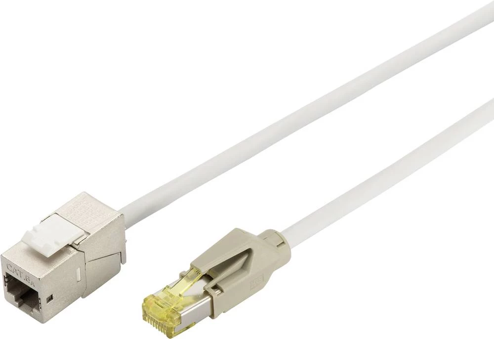 LAN (RJ45) Mreža Produžetak CAT 6A S/FTP 3 m Siva Vatrostalan, Zaštićen s folijom, Pletena zaštita, Sa zaštitom, Bez halogena, U slika