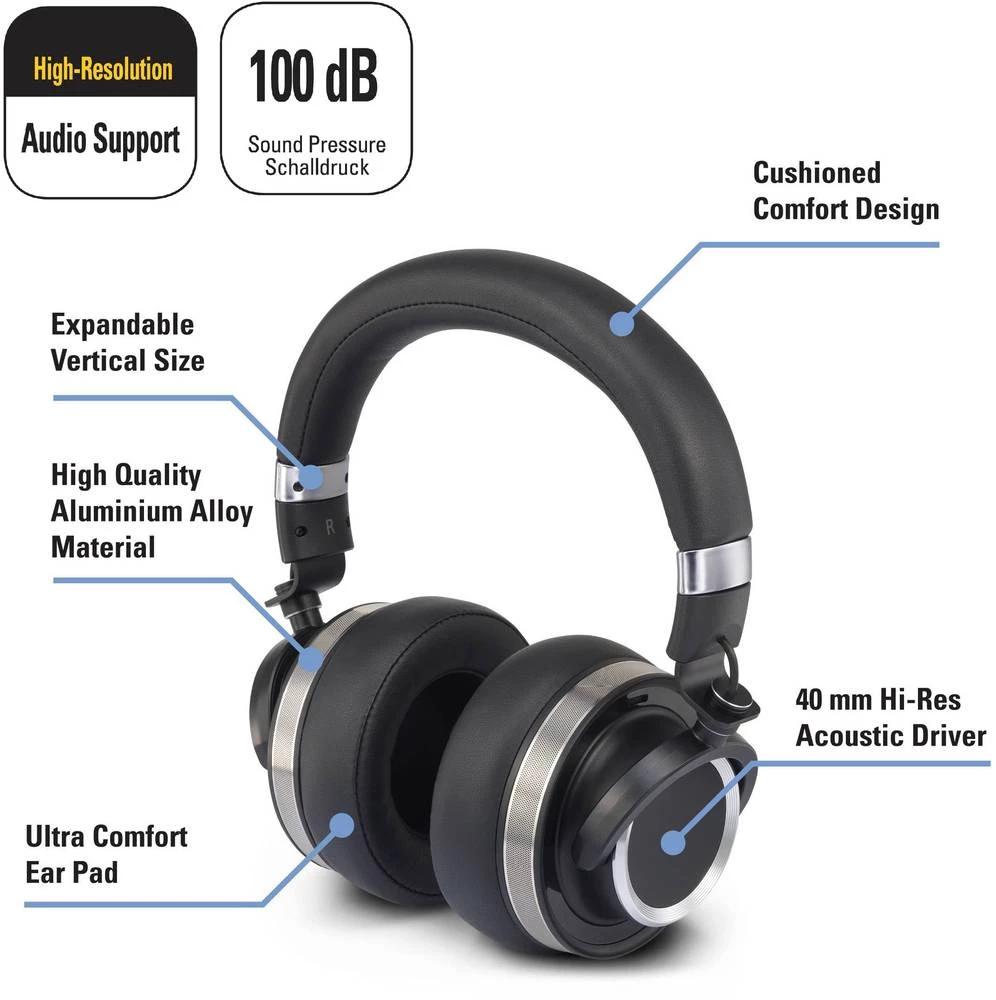 Renkforce HR1 studijske slušalice Over Ear High-Resolution Audio srebrne boje slika