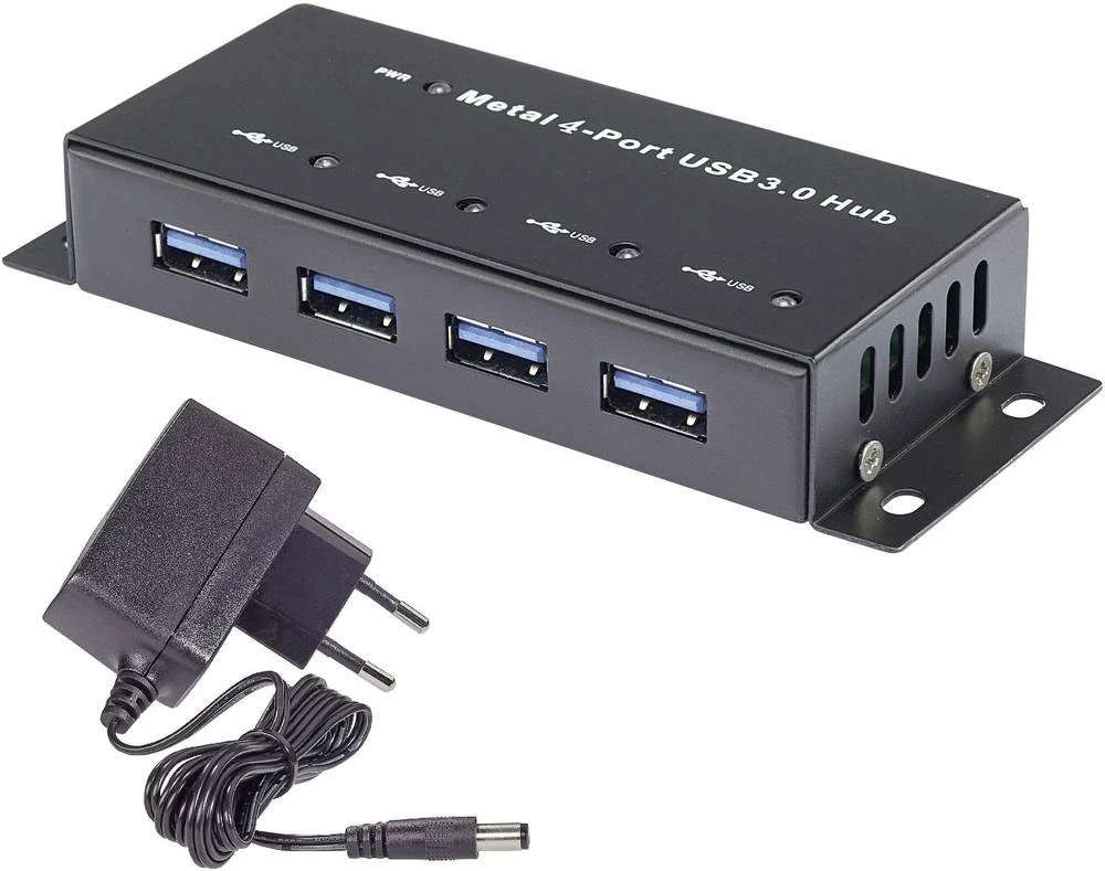 4-portni USB 3.0-Hub metalno kućište, za zidnu montažu 986558 crne boje slika