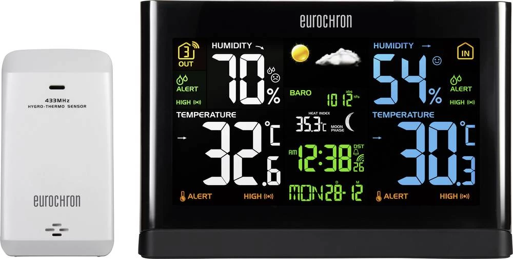 Bežična vremenska stanica Eurochron 1615871 prognoza za 12 do 24 sata slika