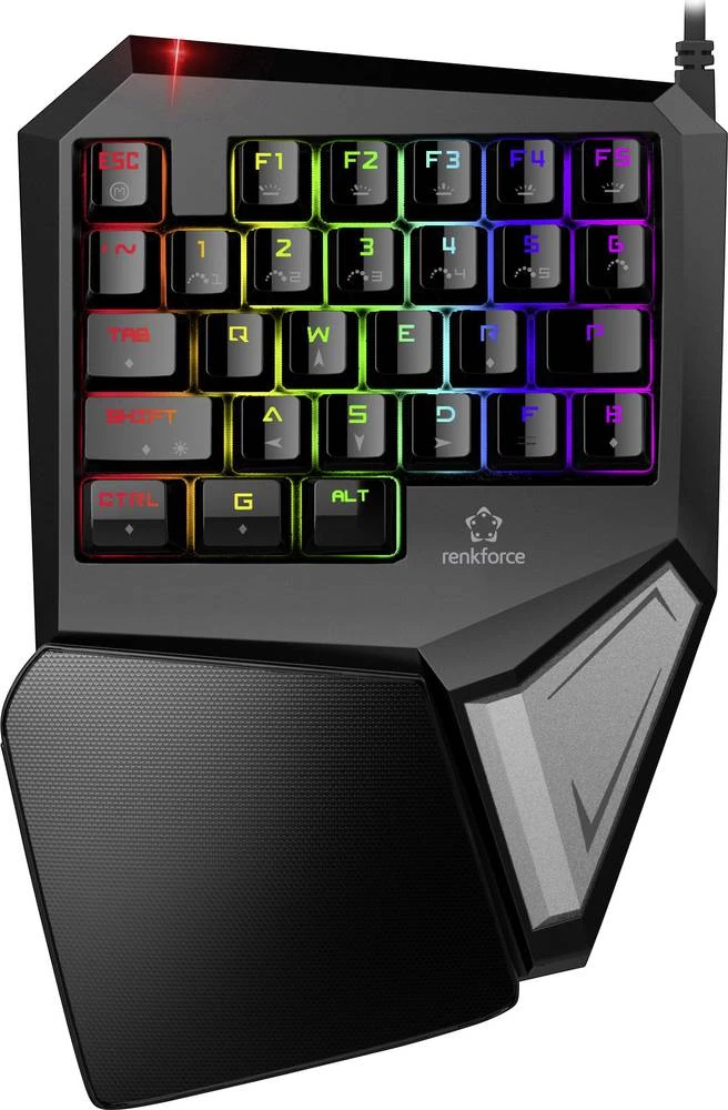 Gaming tipkovnica za jednu ruku Renkforce GT-X1 Osvjetljen Crna slika