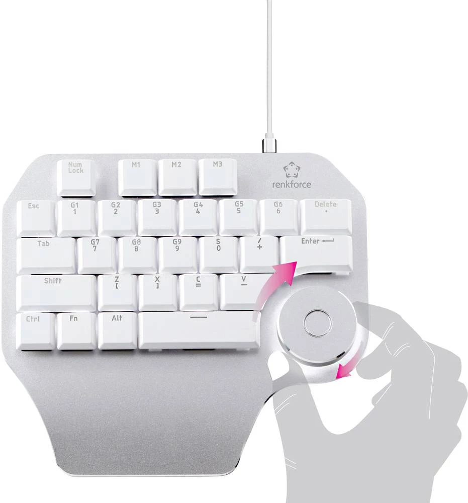 Grafički dizajnerski tipkovnica Renkforce DKS-100 Srebrno-crna Odvojivi kabel slika