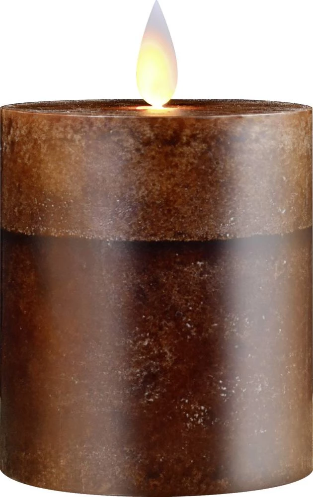 LED svijeća od pravog voska, smeđe boje, toplo bijela (promjer x V) 82 mm x 125 mm Polarlite slika