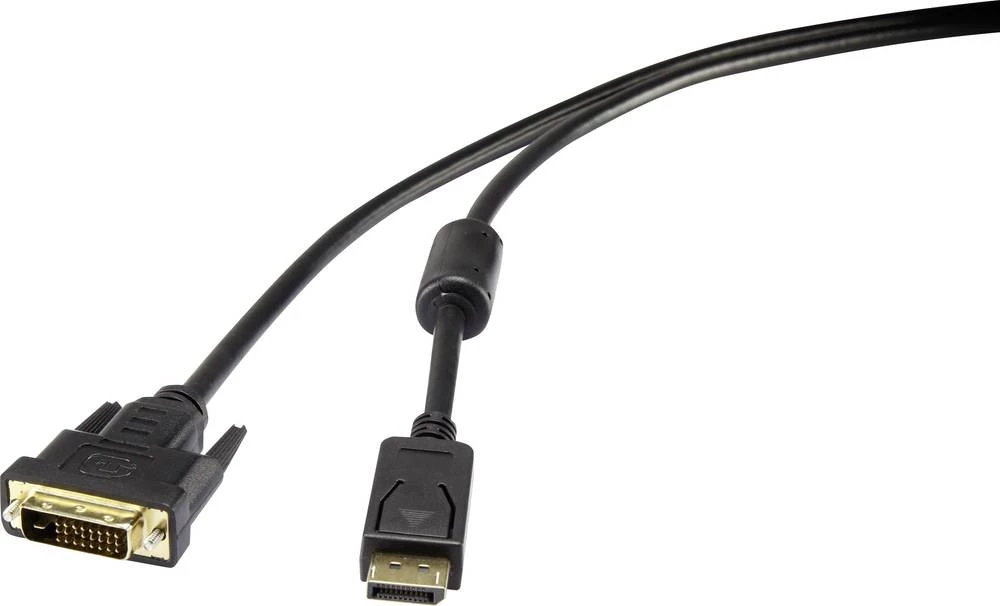 Renkforce DisplayPort / DVI priključni kabel [1x DisplayPort utikač - 1x DVI-utikač 24+1pol.] 3 m crne boje slika