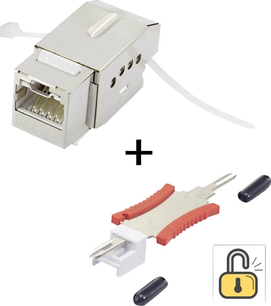 RJ45 ugradni modul s funkcijom zaključavanja / uklj Keystone CAT 6A Renkforce KSV10 + Tooling slika