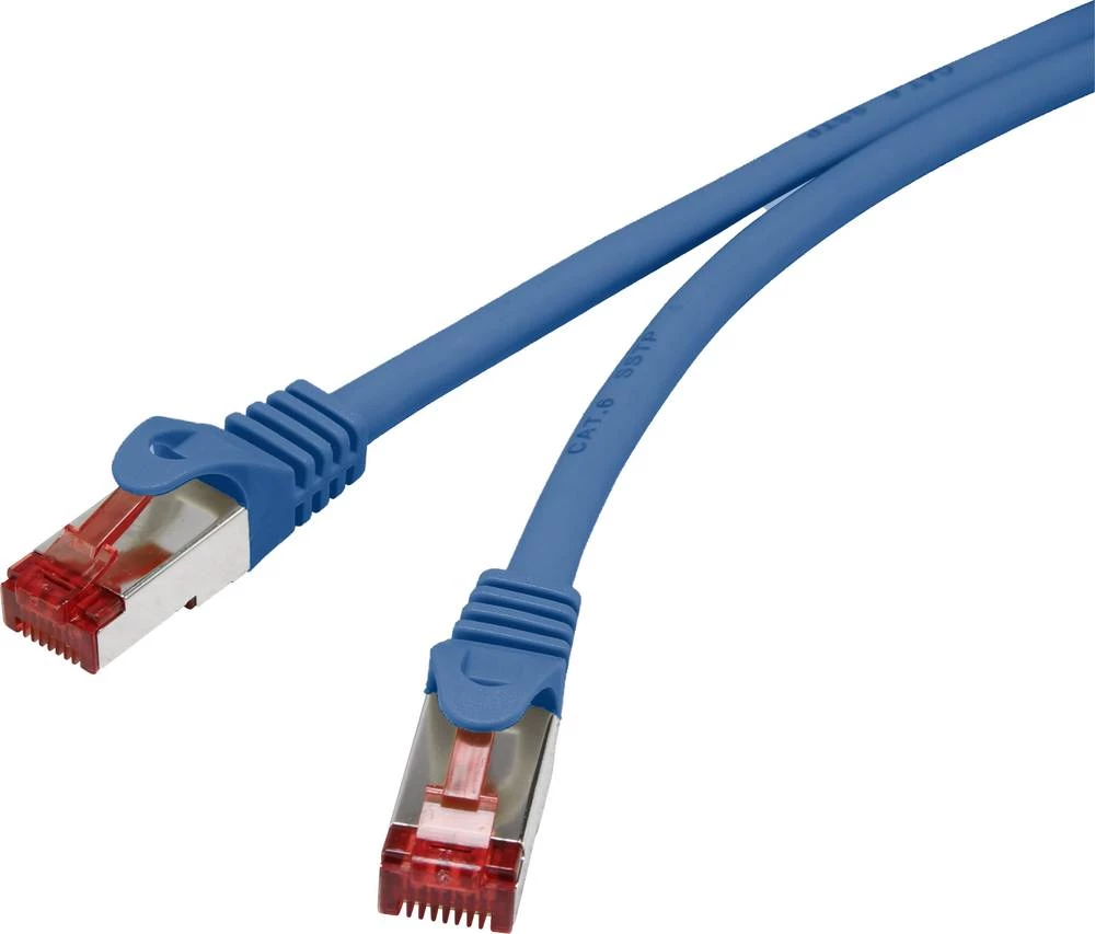 LAN (RJ45) Mreža Priključni kabel CAT 6 S/FTP 20 m Plava sa zaštitom za nosić, pozlaćeni kontakti, Vatrostalan Renkforce slika