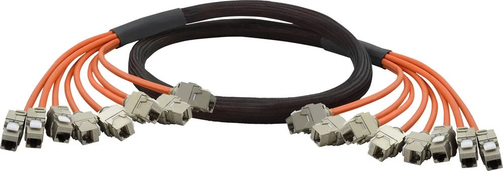 pićeMreža Priključni kabel [8x Ženski konektor RJ45 - 8x Ženski konektor RJ45] CAT 6A S/FTP8x20 m Narančasta pozlaćeni kontakti, slika