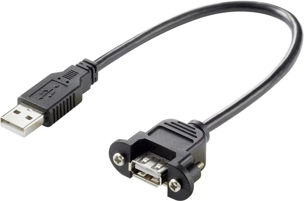 Produžni kabel USB 2.0 Renkforce [1x USB 2.0 utikač A - 1x USB 2.0 utičnica A] 0.5 m crna schraubbar, vergoldete Steckkontakte slika