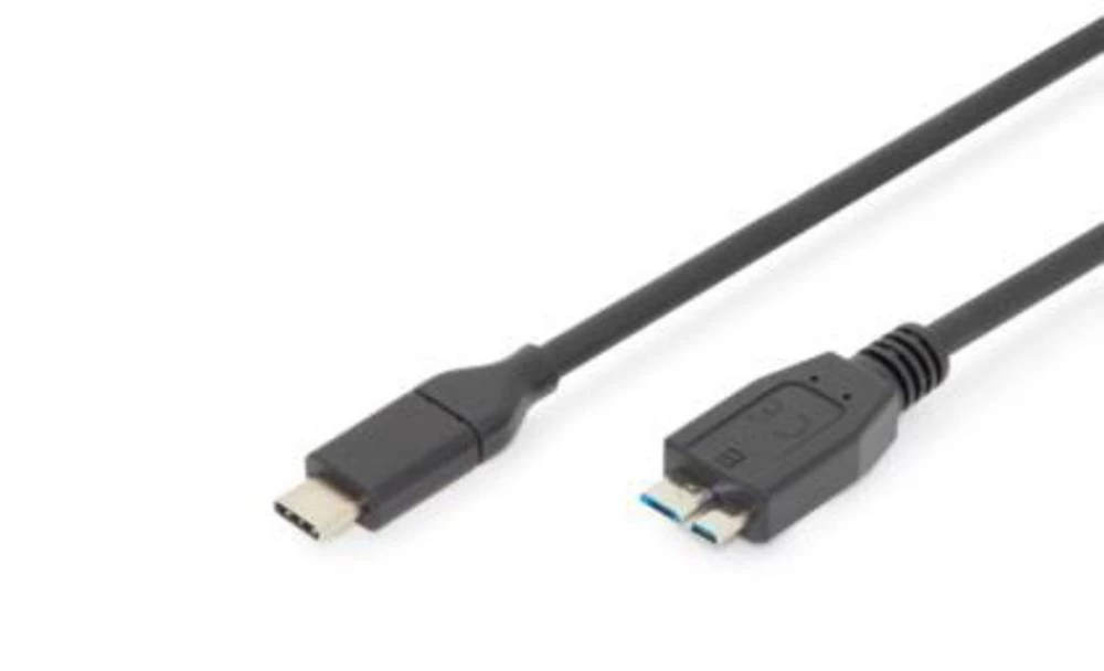 Digitus USB 3.1 Priključni kabel [1x - 1x Muški konektor USB 3.0 tipa Micro B] 1 m Crna dvostruko zaštićen slika