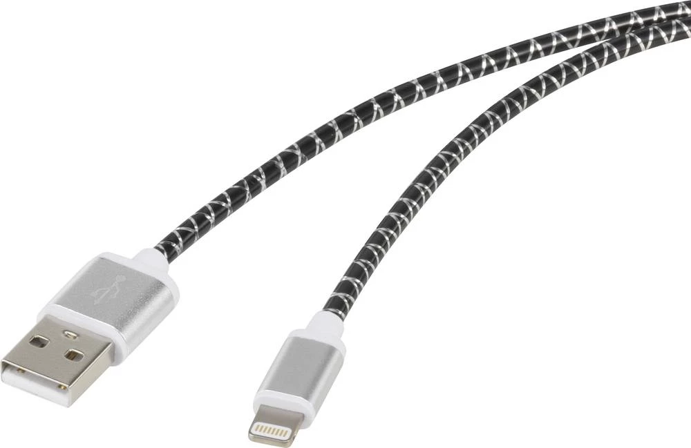 Renkforce USB 2.0 Priključni kabel [1x Muški konektor USB 2.0 tipa A - 1x Muški konektor Apple Dock Lightning] 1 m Tamnosiva slika