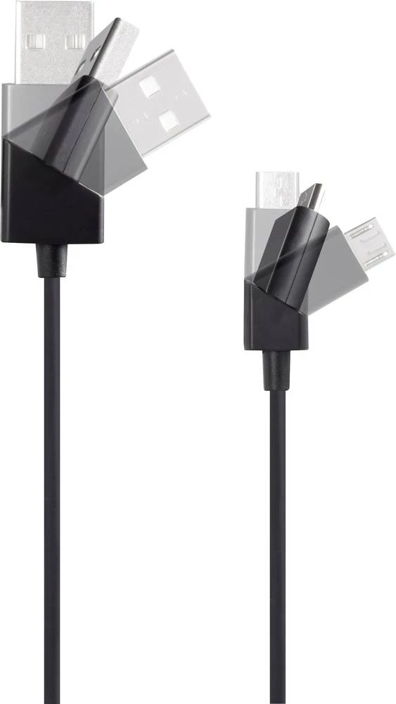 Renkforce USB 2.0 Priključni kabel [1x Muški konektor USB 2.0 tipa A - 1x Muški konektor USB 2.0 tipa Micro B] 1 m Crna slika