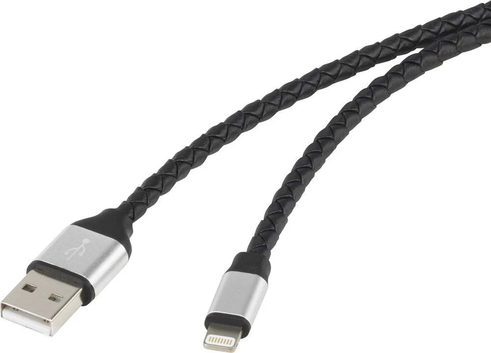 Renkforce USB 2.0 Priključni kabel [1x Muški konektor Apple Dock Lightning - 1x Muški konektor USB 2.0 tipa A] 1 m Tamnosiva slika