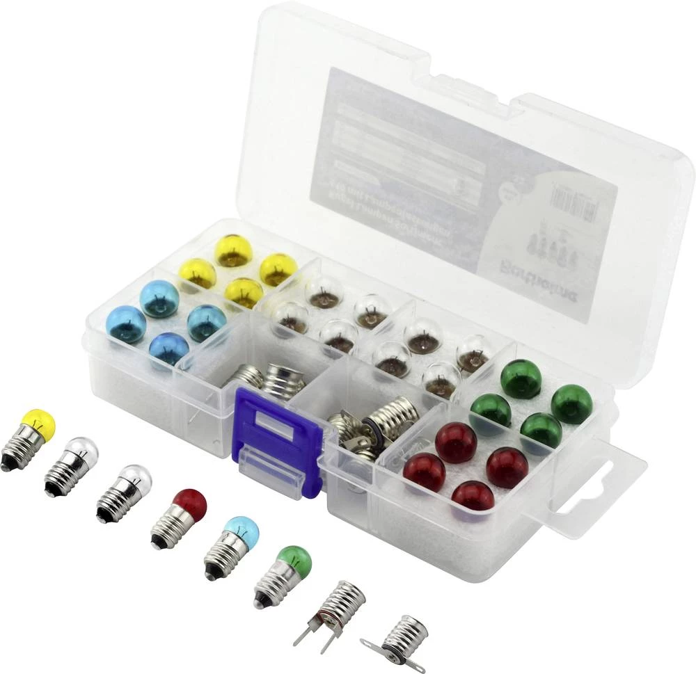 Indikatorska žarulja 6 V 0.3 W podnožje E10 žute, crvene, plave, zelene boje, čista 00430329 Barthelme 1 set slika