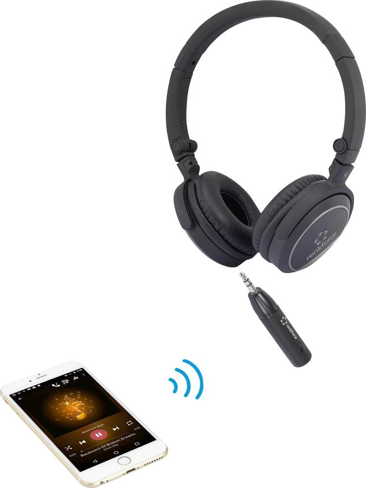Žičani, Bluetooth&reg; Stereo-slušalice Renkforce HP-P244 Na ušima Sklopive, Slušalice s mikrofonom Crna slika