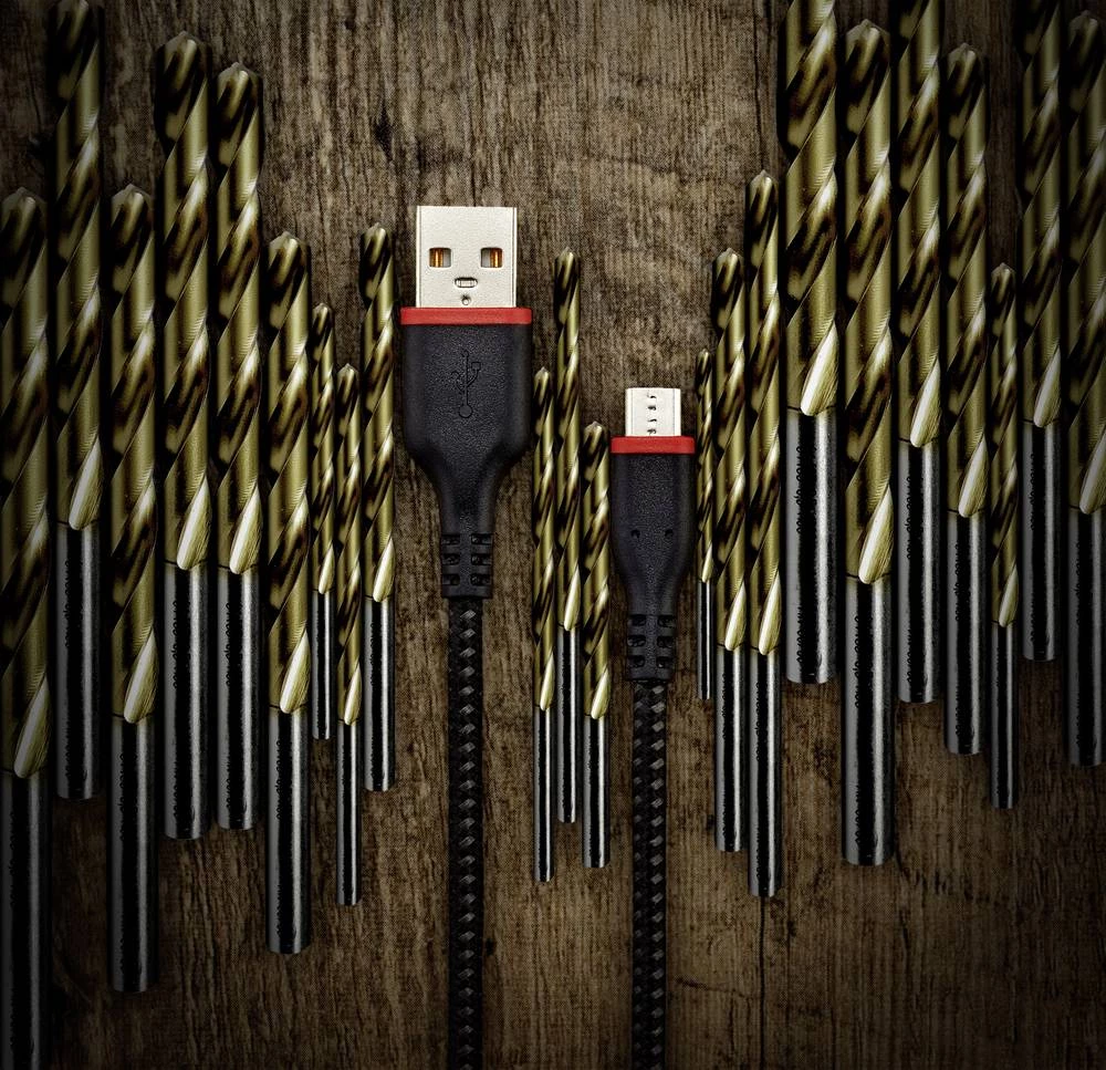 Renkforce USB 2.0 Priključni kabel [1x Muški konektor USB 2.0 tipa A - 1x Muški konektor USB 2.0 tipa Micro B] 1 m Crna Odporan slika