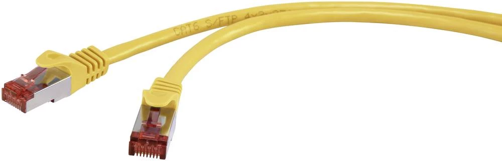 LAN (RJ45) Mreža Priključni kabel CAT 6 S/FTP 1 m Žuta sa zaštitom za nosić, pozlaćeni kontakti, Vatrostalan Renkforce slika
