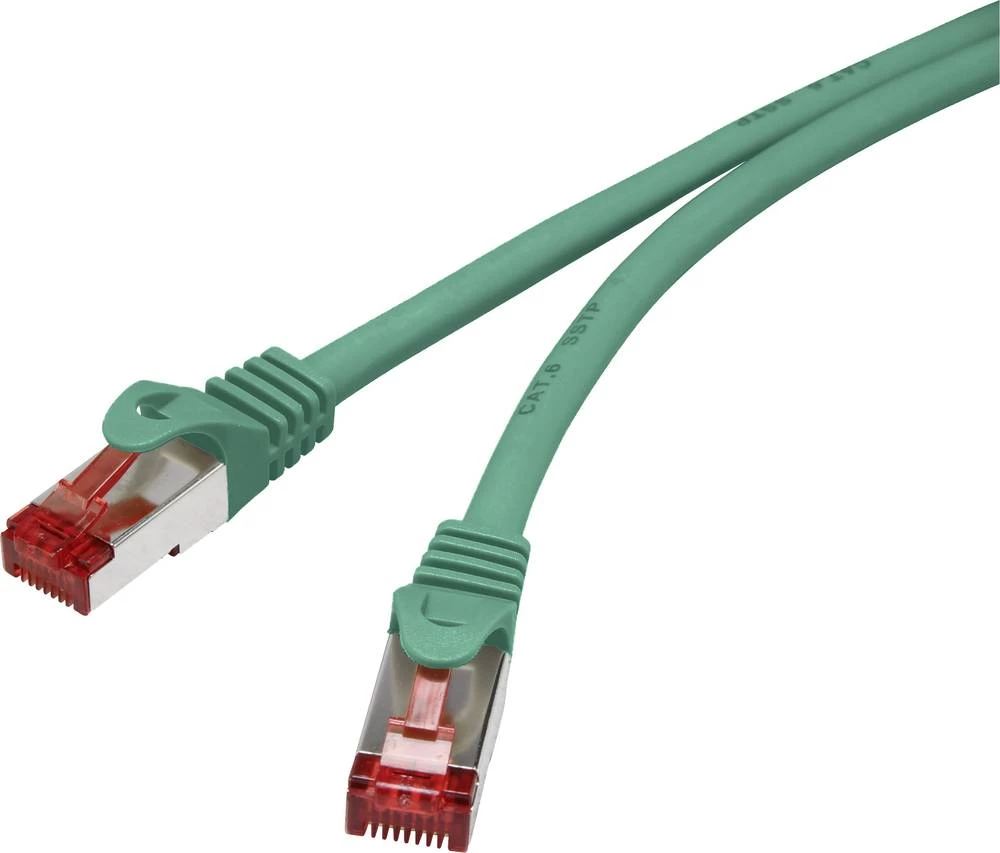LAN (RJ45) Mreža Priključni kabel CAT 6 S/FTP 20 m Zelena sa zaštitom za nosić, pozlaćeni kontakti, Vatrostalan Renkforce slika
