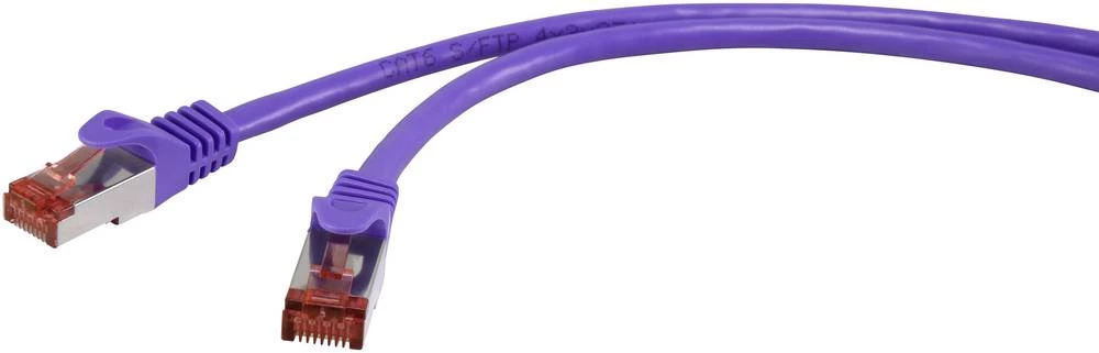 LAN (RJ45) Mreža Priključni kabel CAT 6 S/FTP 10 m Ljubičasta sa zaštitom za nosić, pozlaćeni kontakti, Vatrostalan Renkforce slika
