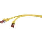 LAN (RJ45) Mreža Priključni kabel CAT 6 S/FTP 15 m Žuta sa zaštitom za nosić, pozlaćeni kontakti, Vatrostalan Renkforce