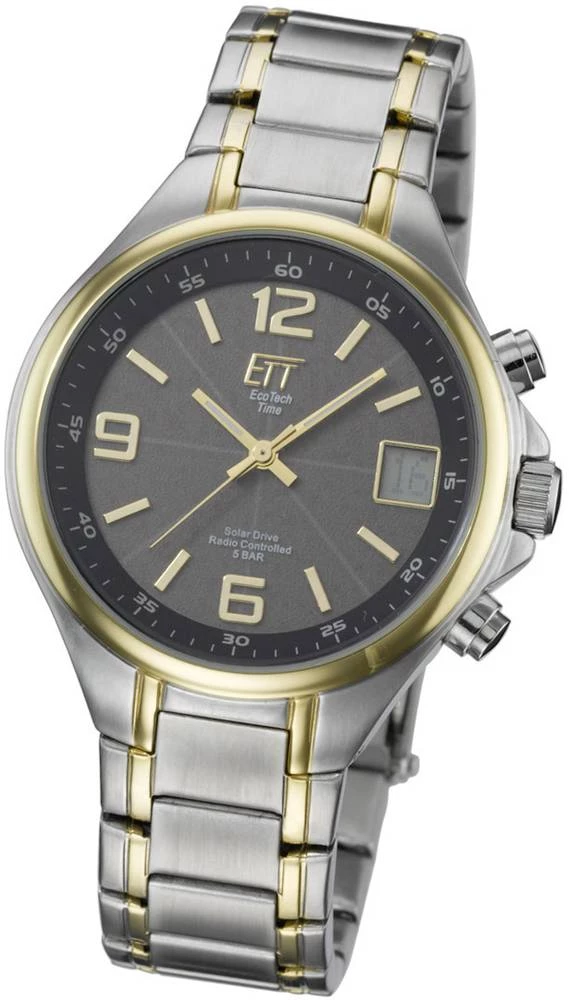 Radijski kontrolirani solarni ručni sat EGS-11036-51M (promjer x V) 39 mm x 12.5 mm srebrne, zlatne boje, kućište: plemeniti čel slika