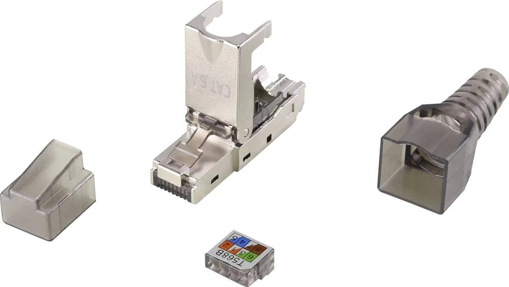 Priključci polja CAT6A Ravni muški konektor Crna (prozirna) Renkforce RF-3530664 1 ST slika