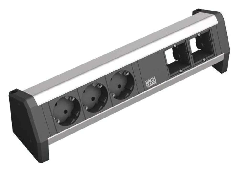 Razdjelna letva bez prekidača Aluminij, Crna Utičnica Bachmann 902.011 slika