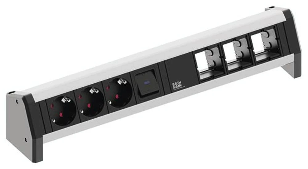 Razdjelna letva bez prekidača Aluminij, Crna Utičnica Bachmann 902.019 slika