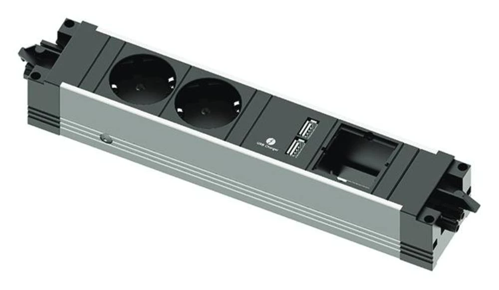 Razdjelna letva bez prekidača Aluminij, Crna Utičnica Bachmann 906.0113 slika