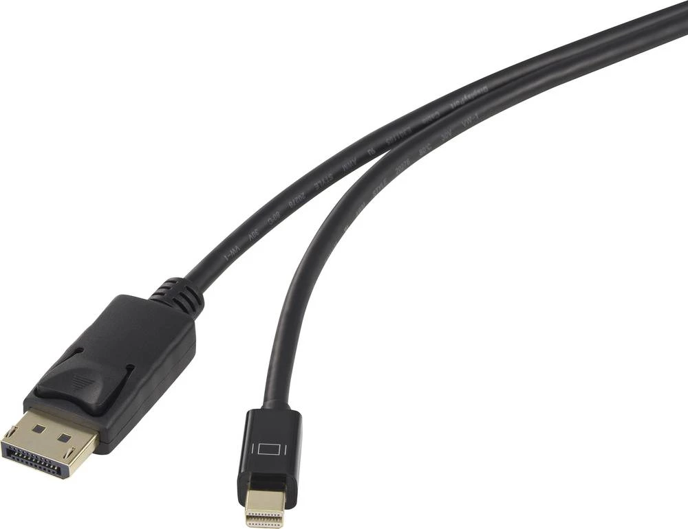Renkforce DisplayPort Priključni kabel [1x Muški konektor Mini DisplayPort - 1x Muški konektor DisplayPort] 3 m Crna slika