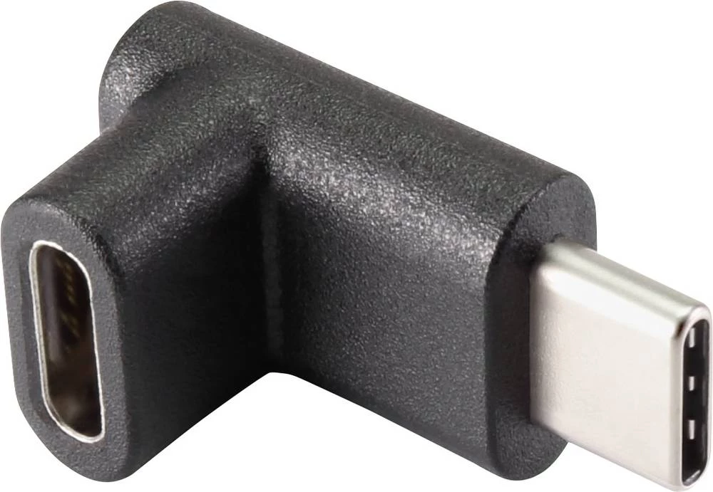 USB 3.1 (Gen 2) Adapter [1x Muški konektor USB-C&trade; - 1x Ženski konektor USB-C&trade;] Crna 90° kutno prema gore Renkforce slika