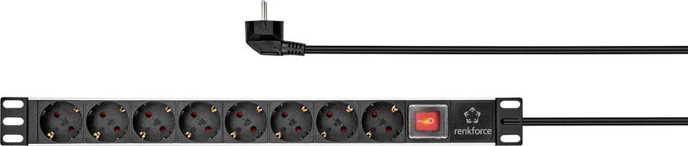 Razdjelna letva 19  8-struki Crna, Siva Utičnica Renkforce RF-3426424 slika