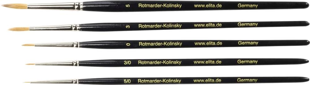 Elita Rotmarder-Kolinsky umjetnički kist, 5 komada Elita 51170 debljina 5/0, 3/0, 0, 3 und slika