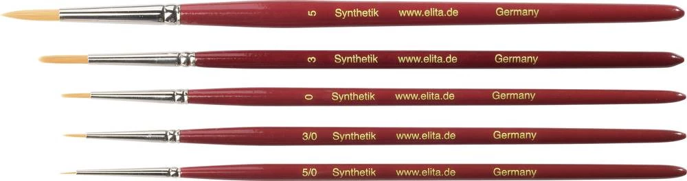 Elita Toray umjetnički kist od sintetičke kose, 5 komada Elita 51171 debljina 5/0, 3/0, 0, slika